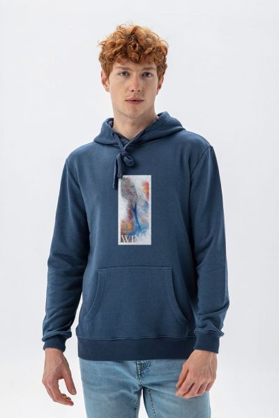 Navy Premium Cotton Hot and Cold Design Pullover Hoodie