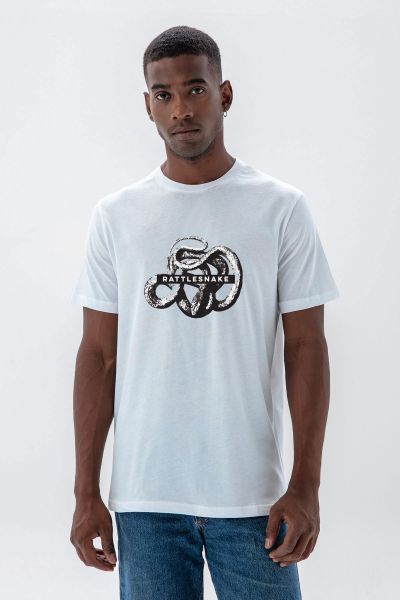 White Soft Fabric Rattlesnake Design Short Sleeve Tee