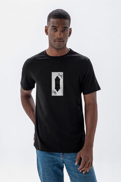 Black Soft Fabric Ding Dong Design Short Sleeve Tee