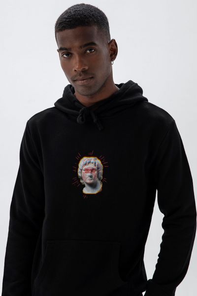 Black Premium Cotton Artpop Design Pullover Hoodie