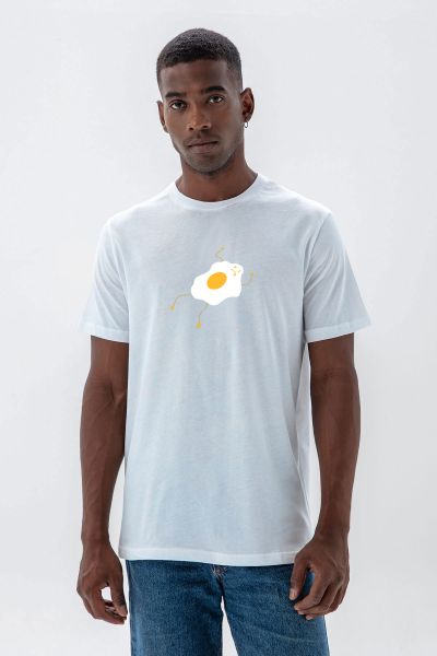 White Soft Fabric Egg Design Short Sleeve Tee