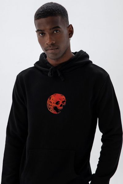 Black Premium Cotton Mars Skull Design Pullover Hoodie