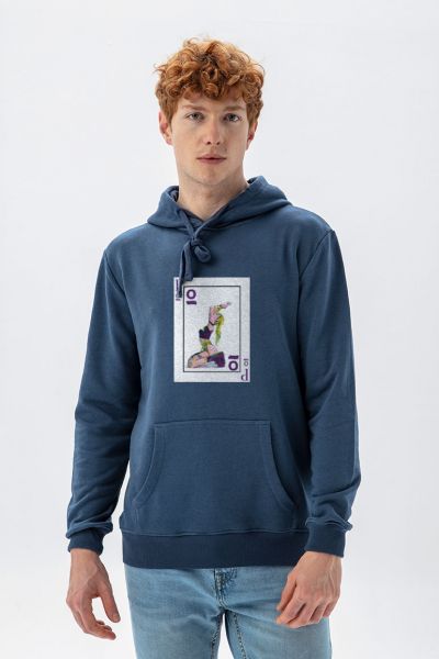 Navy Premium Cotton Card Design Pullover Hoodie