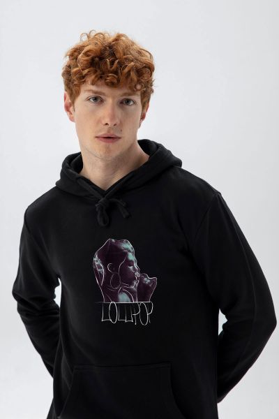 Black Premium Cotton Lollipop Design Pullover Hoodie