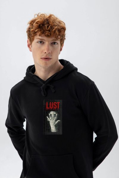 Black Premium Cotton Lust Design Pullover Hoodie