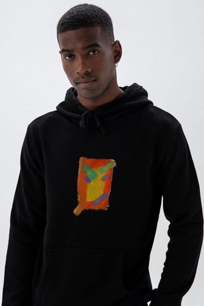 Black Premium Cotton Patch Design Pullover Hoodie