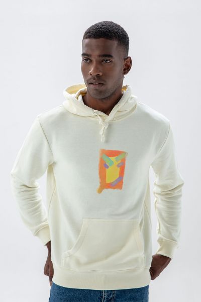 Ecru Premium Cotton Patch Design Pullover Hoodie