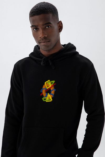 Black Premium Cotton Smart Game Design Pullover Hoodie