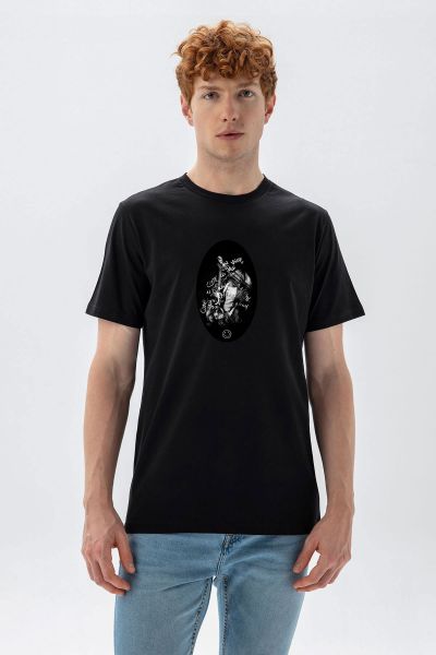 Black Soft Fabric Suicide Design Short Sleeve Tee