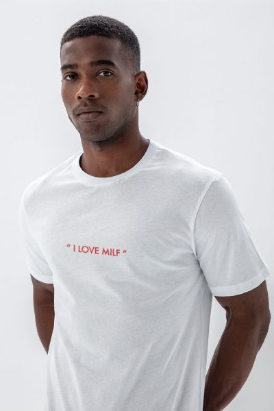 White Soft Fabric I Love Milf Design Short Sleeve Tee