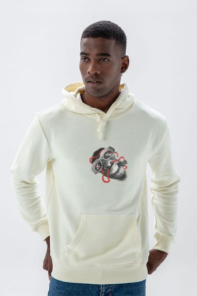 Ecru Premium Cotton Shine Design Pullover Hoodie