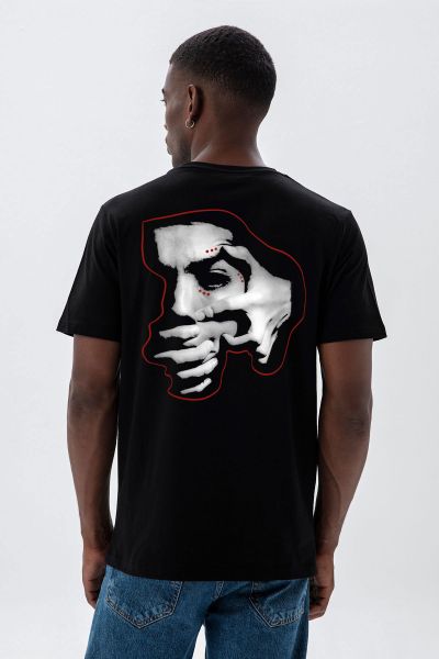 Black Soft Fabric Silenced Design Short Sleeve Tee