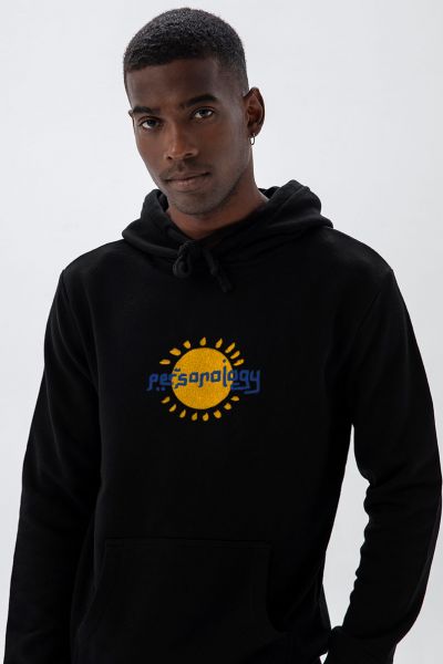 Black Premium Cotton Sun Design Pullover Hoodie