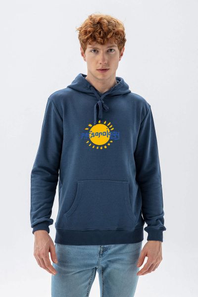 Navy Premium Cotton Sun Design Pullover Hoodie