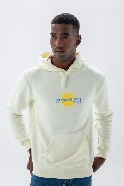 Ecru Premium Cotton Sun Design Pullover Hoodie