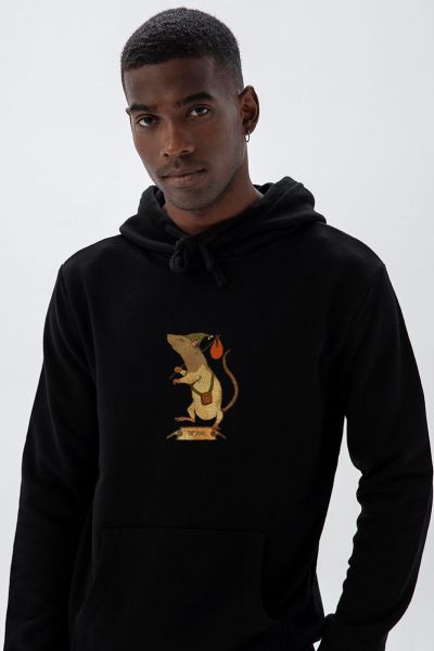 Black Premium Cotton The Fool Design Pullover Hoodie