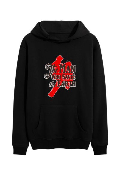 Black Premium Cotton The Man Who Saved the Earth Design Pullover Hoodie