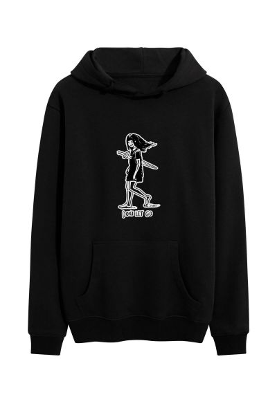 Black Premium Cotton Don't Let Go Design Pullover Hoodie