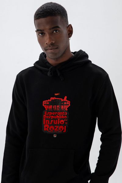 Black Premium Cotton Esperanto Respublic Design Pullover Hoodie