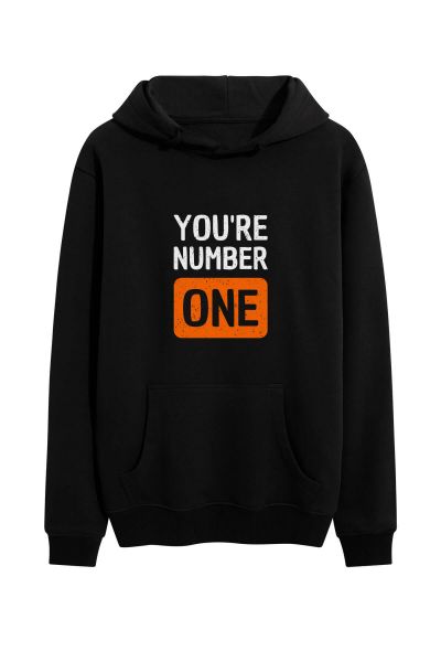 Black Premium Cotton Number One Design Pullover Hoodie