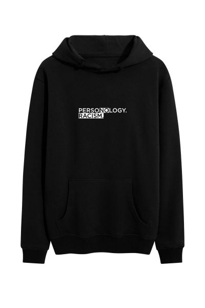 Black Premium Cotton No Racism Design Pullover Hoodie