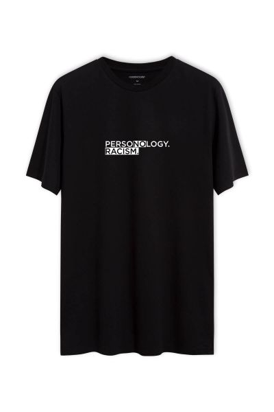 Black Soft Fabric No Racism Design Short Sleeve Tee