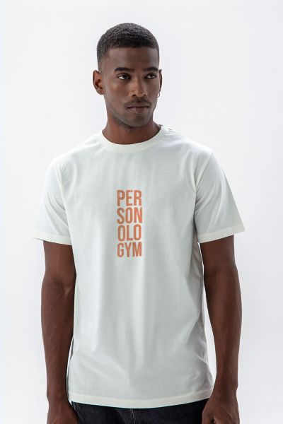 Off White Soft Fabric Personologym Design Short Sleeve Tee