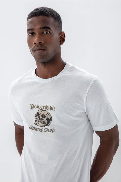 White Soft Fabric Skull Design Short Sleeve Tee