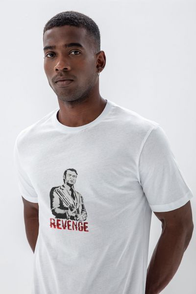 White Soft Fabric Revenge Design Short Sleeve Tee