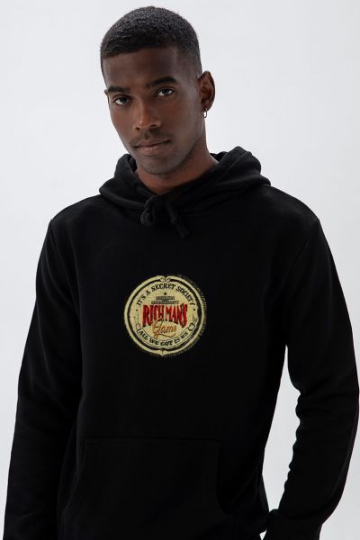 Black Premium Cotton Rich Man's Design Pullover Hoodie