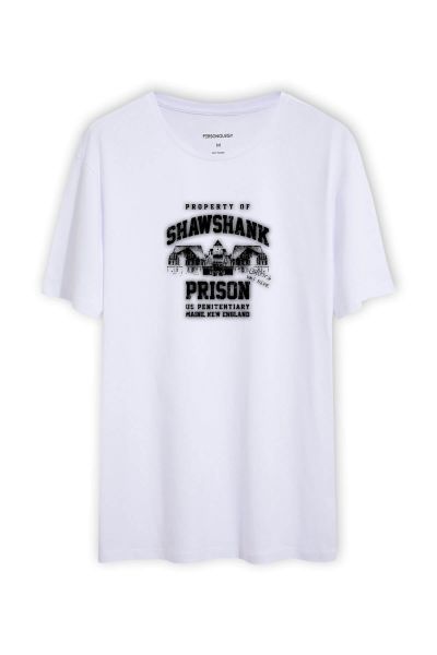 White Soft Fabric Shawshank Design Short Sleeve Tee