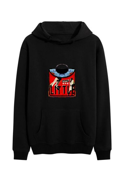 Black Premium Cotton Little Design Pullover Hoodie