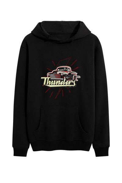 Black Premium Cotton Thunders Design Pullover Hoodie