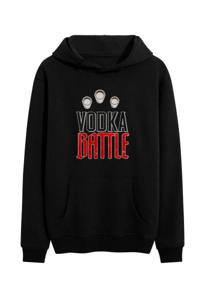 Black Premium Cotton Vodka Design Pullover Hoodie