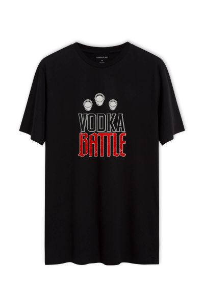 Black Soft Fabric Vodka Design Short Sleeve Tee