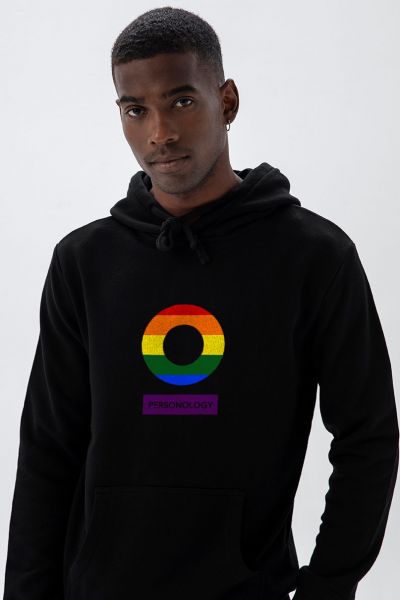 Black Premium Cotton Happy Pride Design Pullover Hoodie