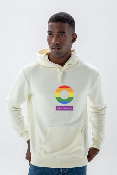 Ecru Premium Cotton Happy Pride Design Pullover Hoodie