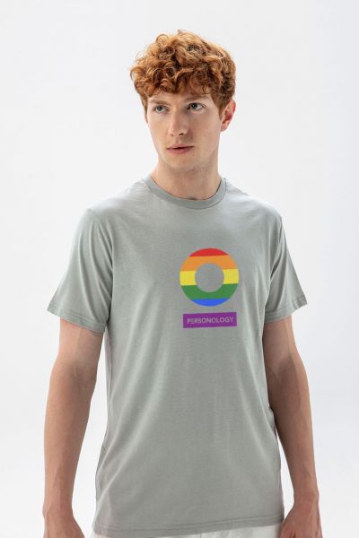 Grey Soft Fabric Happy Pride Design Short Sleeve Tee