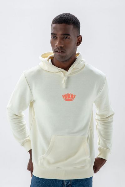 Ecru Premium Cotton Charles Tee Polo Design Pullover Hoodie