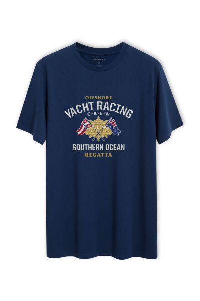 Navy Soft Fabric Yatching Design Short Sleeve Tee