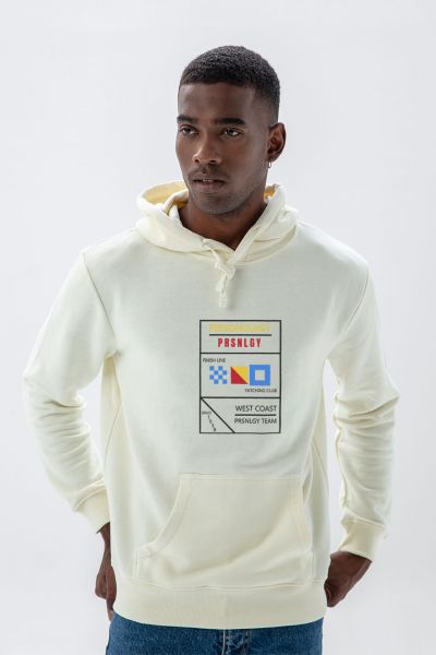 Ecru Premium Cotton Yatching Design Pullover Hoodie