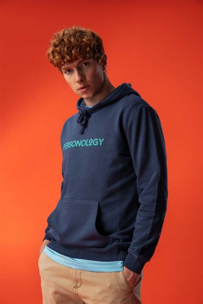 Navy Premium Cotton Personology Design Pullover Hoodie