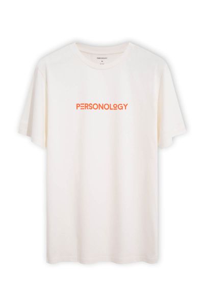 Off White Soft Fabric Personology Design Short Sleeve Tee