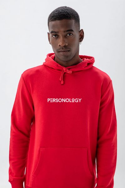 Red Premium Cotton Personology Design Pullover Hoodie