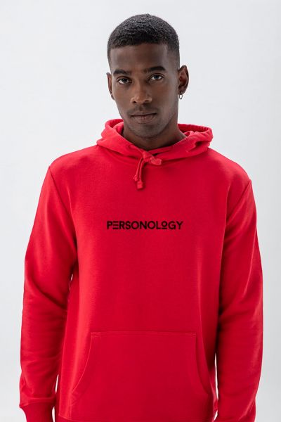 Red Premium Cotton Personology Design Pullover Hoodie