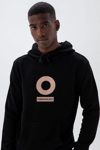 Black Premium Cotton Personology Design Pullover Hoodie