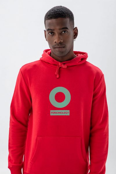 Red Premium Cotton Personology Design Pullover Hoodie