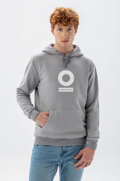 Grey Premium Cotton Personology Design Pullover Hoodie