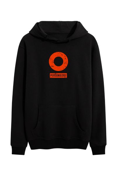 Black Premium Cotton Personology Design Pullover Hoodie