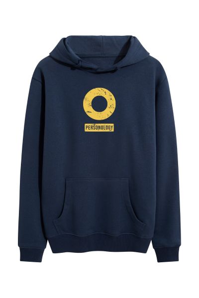 Navy Premium Cotton Personology Design Pullover Hoodie